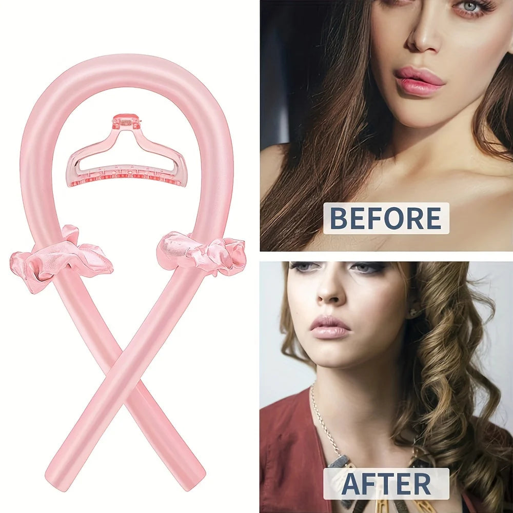 5pcs Styling Set 4-in-1 Heatless Curling Set Hair Stick Headbands Clips Wide Toothed Hair Comb for DIY Styling