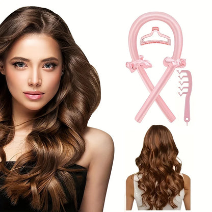 5pcs Styling Set 4-in-1 Heatless Curling Set Hair Stick Headbands Clips Wide Toothed Hair Comb for DIY Styling
