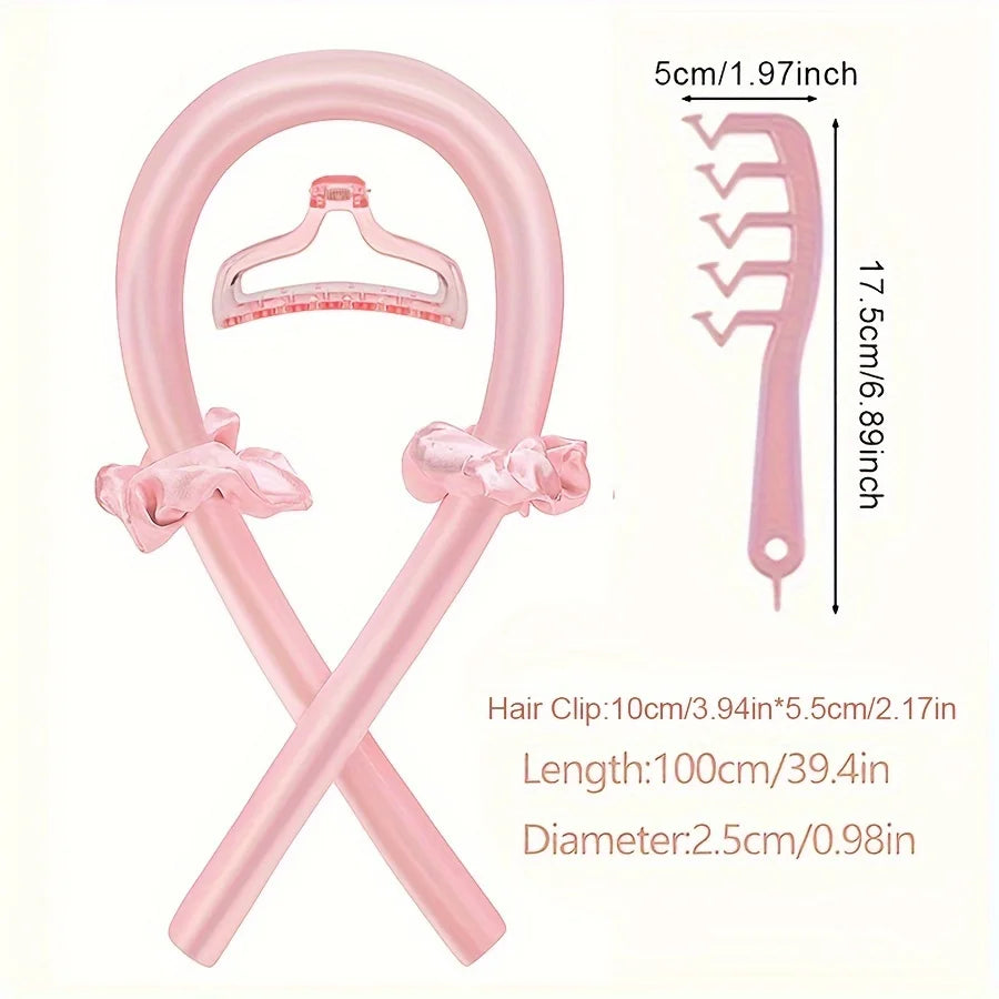 5pcs Styling Set 4-in-1 Heatless Curling Set Hair Stick Headbands Clips Wide Toothed Hair Comb for DIY Styling
