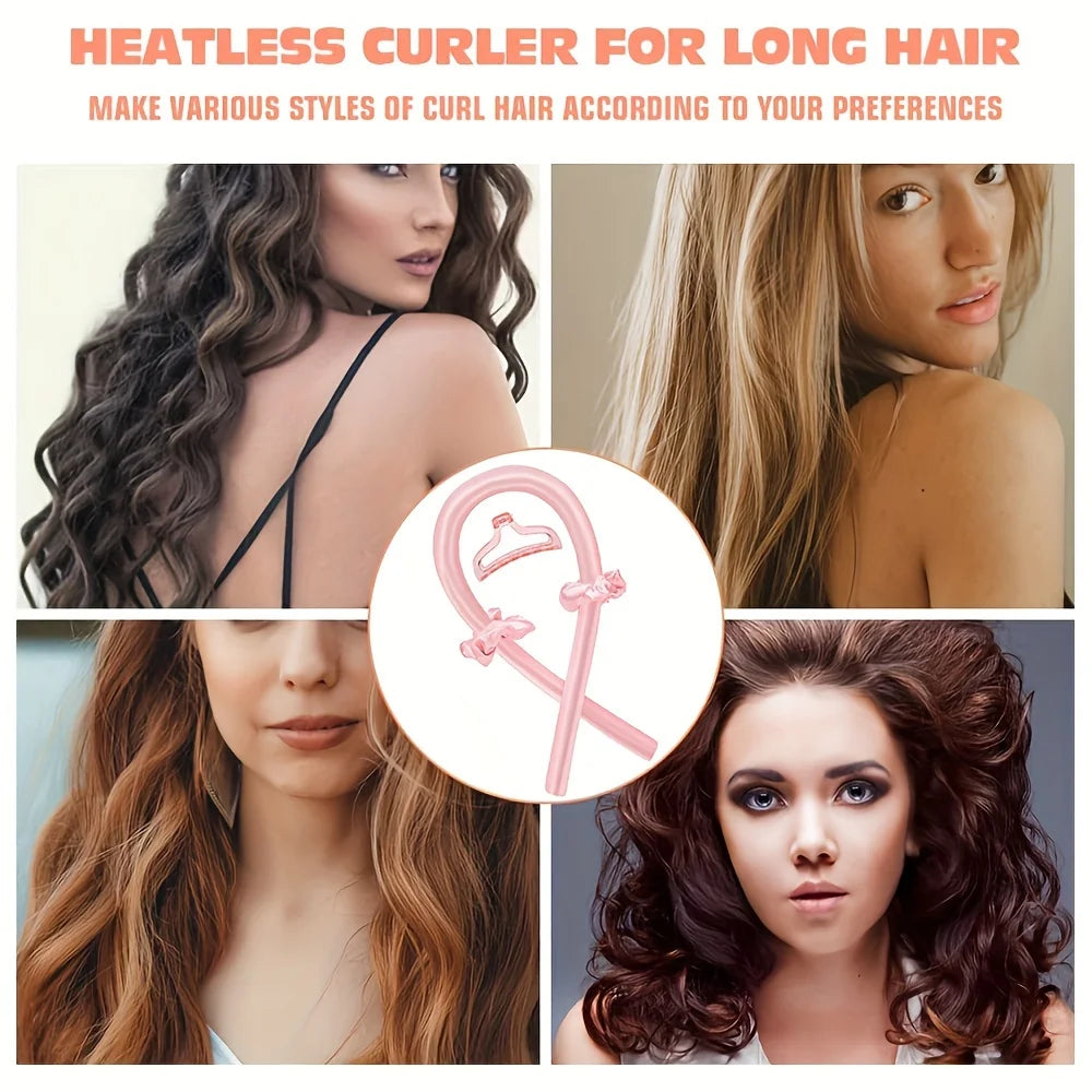 5pcs Styling Set 4-in-1 Heatless Curling Set Hair Stick Headbands Clips Wide Toothed Hair Comb for DIY Styling